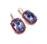 Earrings By Mariana Woman Charming Tanzanite and Fuchsia Swarovski Crystals - Image 2