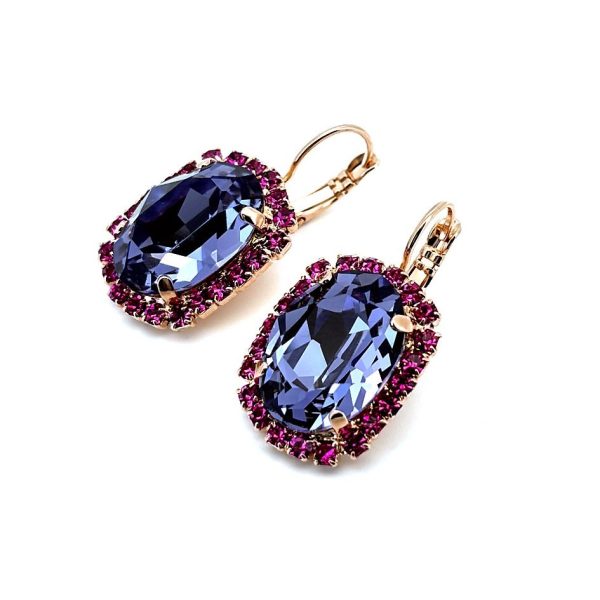 Earrings By Mariana Woman Charming Tanzanite and Fuchsia Swarovski Crystals