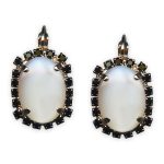 Earrings by Mariana St Martin Coll. Timeless White Shell Mineral & Jet Black Austrian Crystals