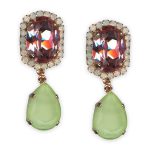 Earrings by Mariana Pina Colada Coll. Lovely Lt Rose, Chrysolite Opal, & White Opal Austrian Crystals - Image 3