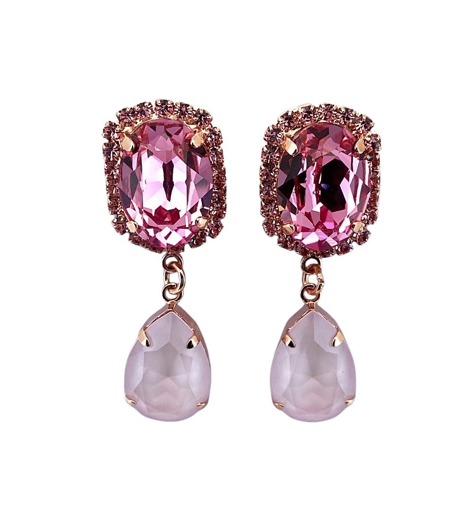 E-1090-11-1129-RG2 (1) Earrings By Mariana Love Joy Of Life Coll. Beautiful Rose & Rose Opal Swarovski Crystals - Image 1