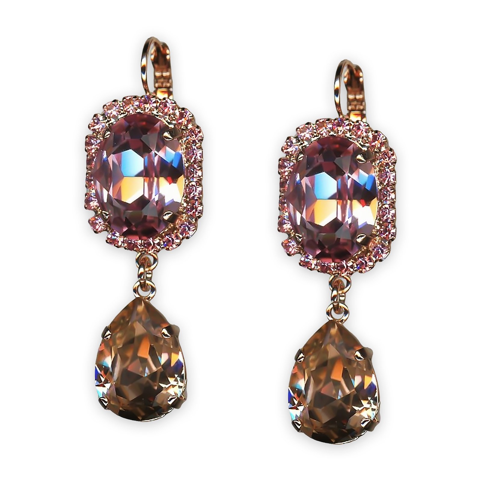 E-1090-11-223319-RG6 (1) Earrings by Mariana My Treasures Coll. Alluring Lt Rose & Vintage Rose Austrian Crystals - Image 1