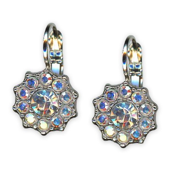 Earrings by Mariana Winds Of Change Coll. Dainty Floral Clear Patina & AB Austrian Crystals