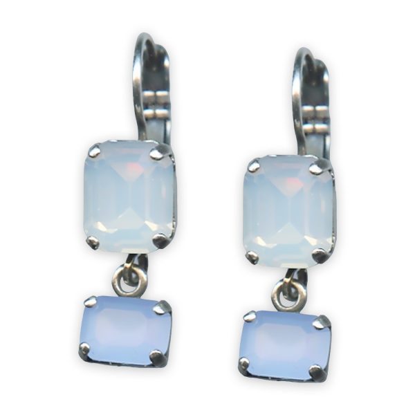 Earrings by Mariana Cosmo Africa Coll. Charming Air Blue Opal & White Opal Austrian Crystals