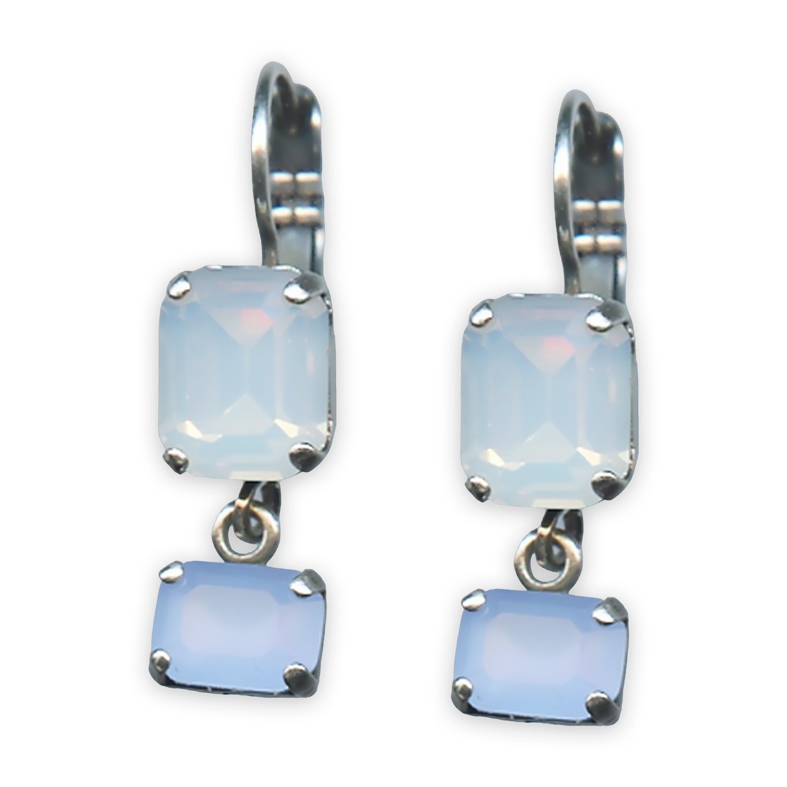 E-1221-3-1055-SP6 (1) Earrings by Mariana Cosmo Africa Coll. Charming Air Blue Opal & White Opal Austrian Crystals - Image 1