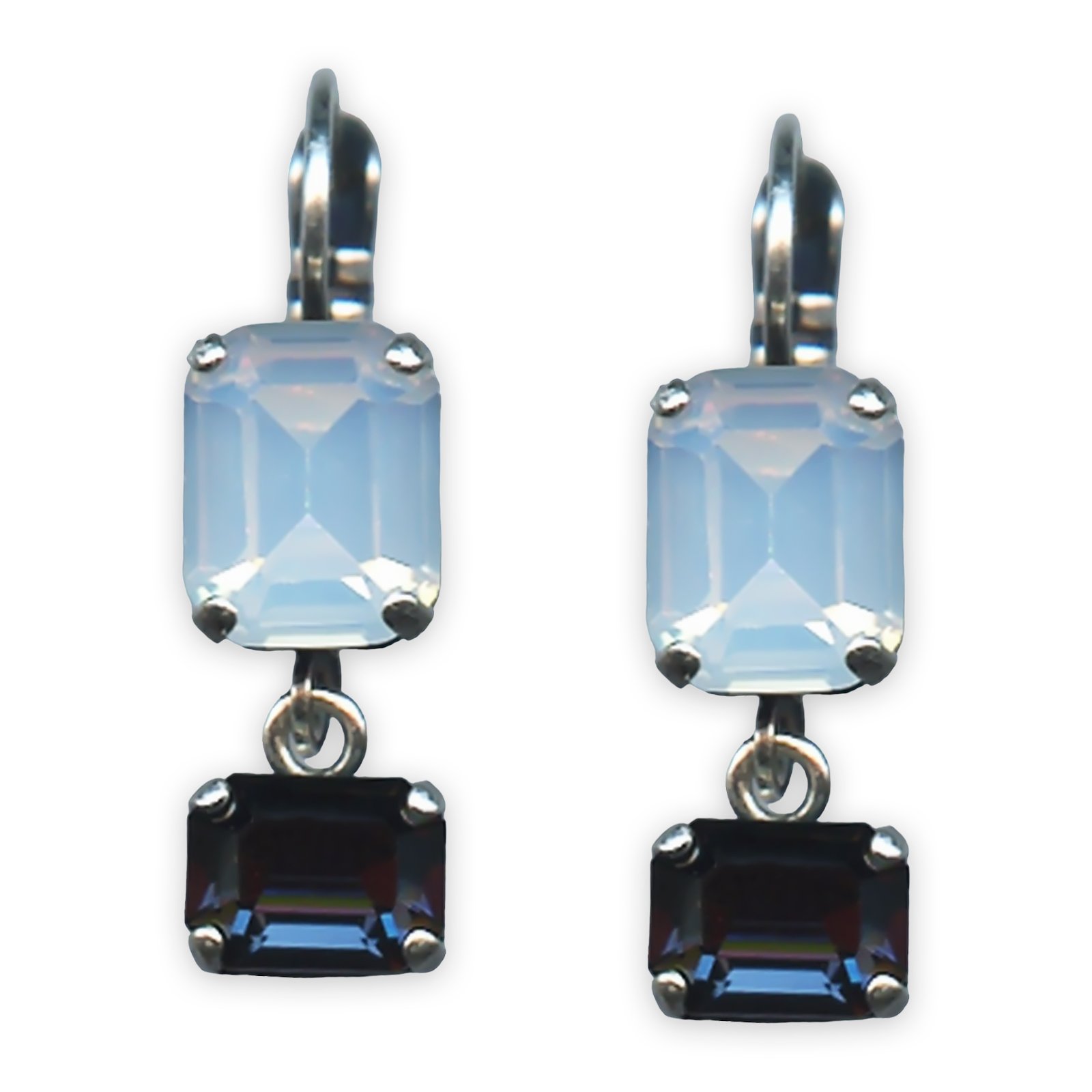 E-1221-3-1069-SP6 (1) Earrings by Mariana Mood Indigo Coll. Fab White Opal & Montana Blue Austrian Crystals - Image 1