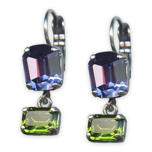 Earrings by Mariana Penelope Coll. Beautiful Tanzanite & Olivine Austrian Crystals
