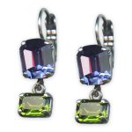 Earrings by Mariana Penelope Coll. Beautiful Tanzanite & Olivine Austrian Crystals - Image 2
