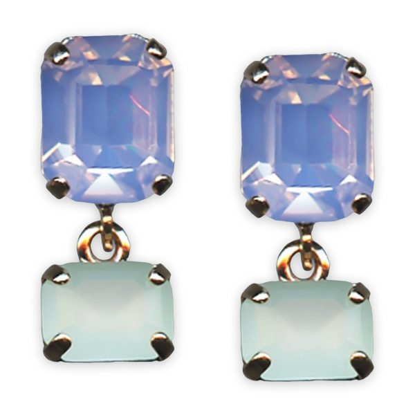Earrings by Mariana Gaea Coll. Lovely White Opal & Chrysolite Opal Austrian Crystals