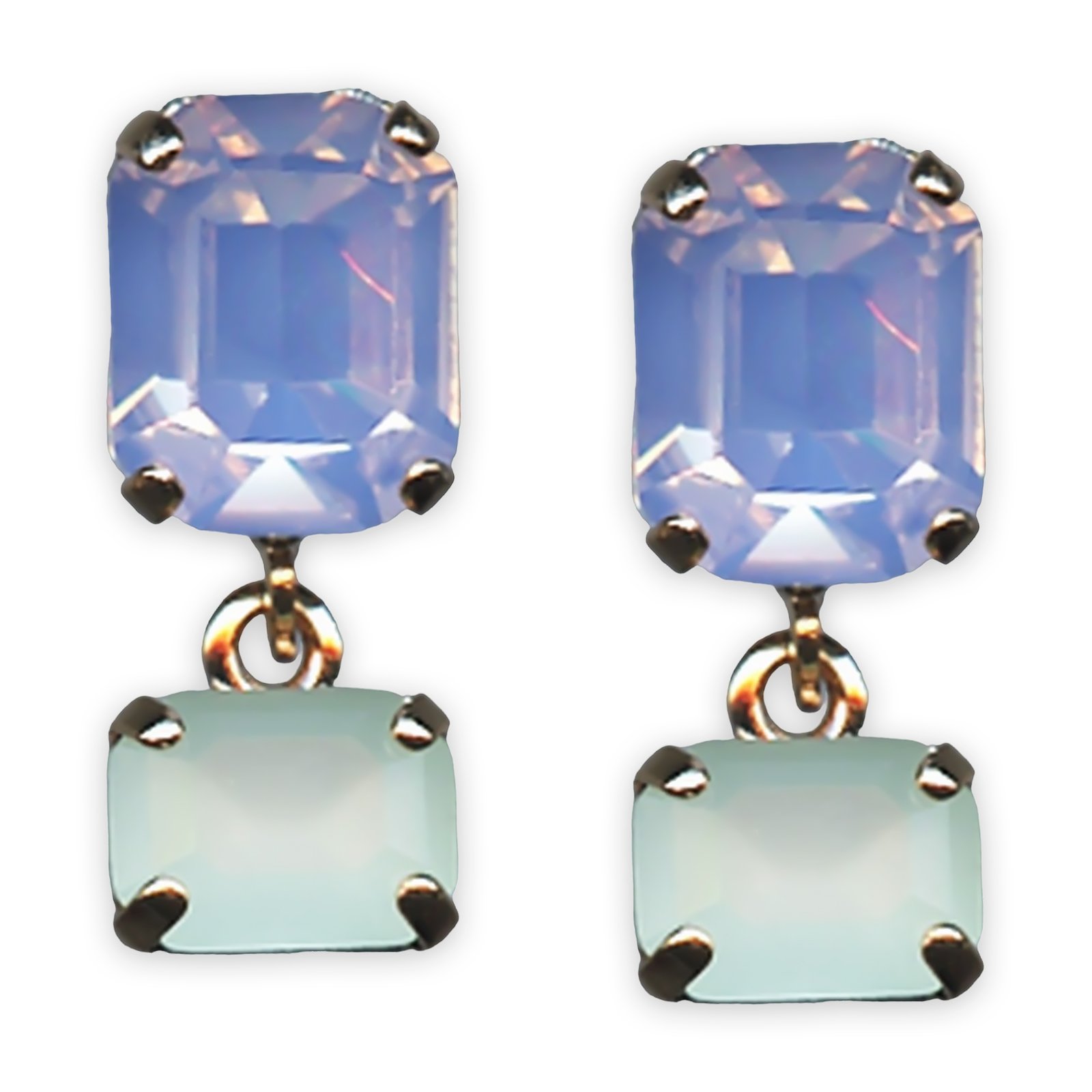 E-1221-3-1090-RG2 (1) Earrings by Mariana Gaea Coll. Lovely White Opal & Chrysolite Opal Austrian Crystals - Image 1