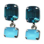 Earrings by Mariana Blue Lagoon Coll. Gorgeous Blue Zircon & Caribbean Blue Opal Austrian Crystals - Image 2