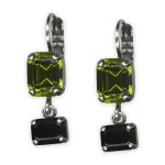 Earrings by Mariana Cannoli Coll. Adorable Olivine & Jet Black Austrian Crystals - Image 2