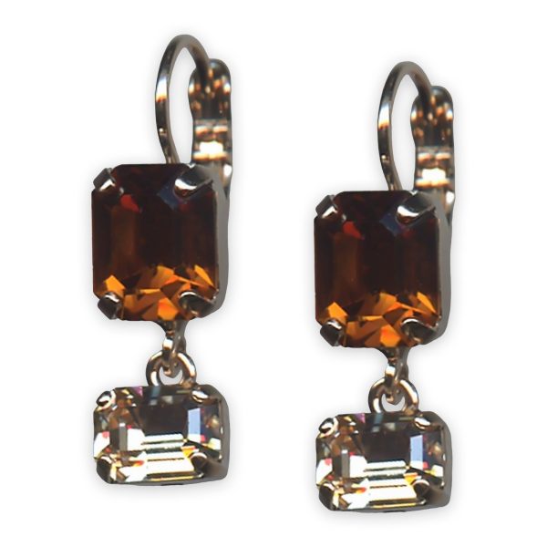 Earrings by Mariana Caramel Coll. Fab Smoked Topaz & Lt Colorado Topaz Austrian Crystals