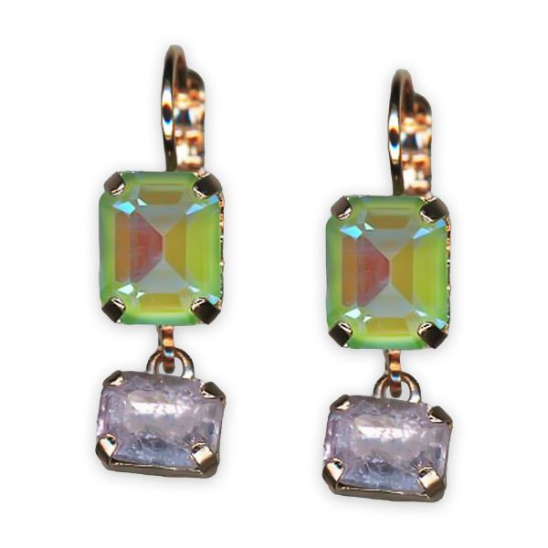 Earrings by Mariana Casablanca Coll. Sassy Peridot Delite & Violet Ice Austrian Crystals