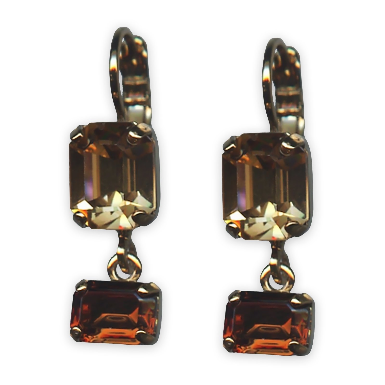 E-1221-3-20-1-RG6 (1) Earrings by Mariana Woman Timeless Smoked Topaz Swarovski Crystals - Image 1