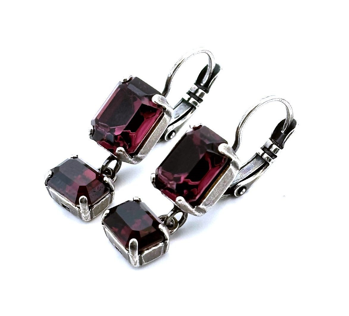 E-1221-3-204204-SP6 (1) Earrings By Mariana Woman Drop Alluring Amethyst Swarovski Crystals - Image 1