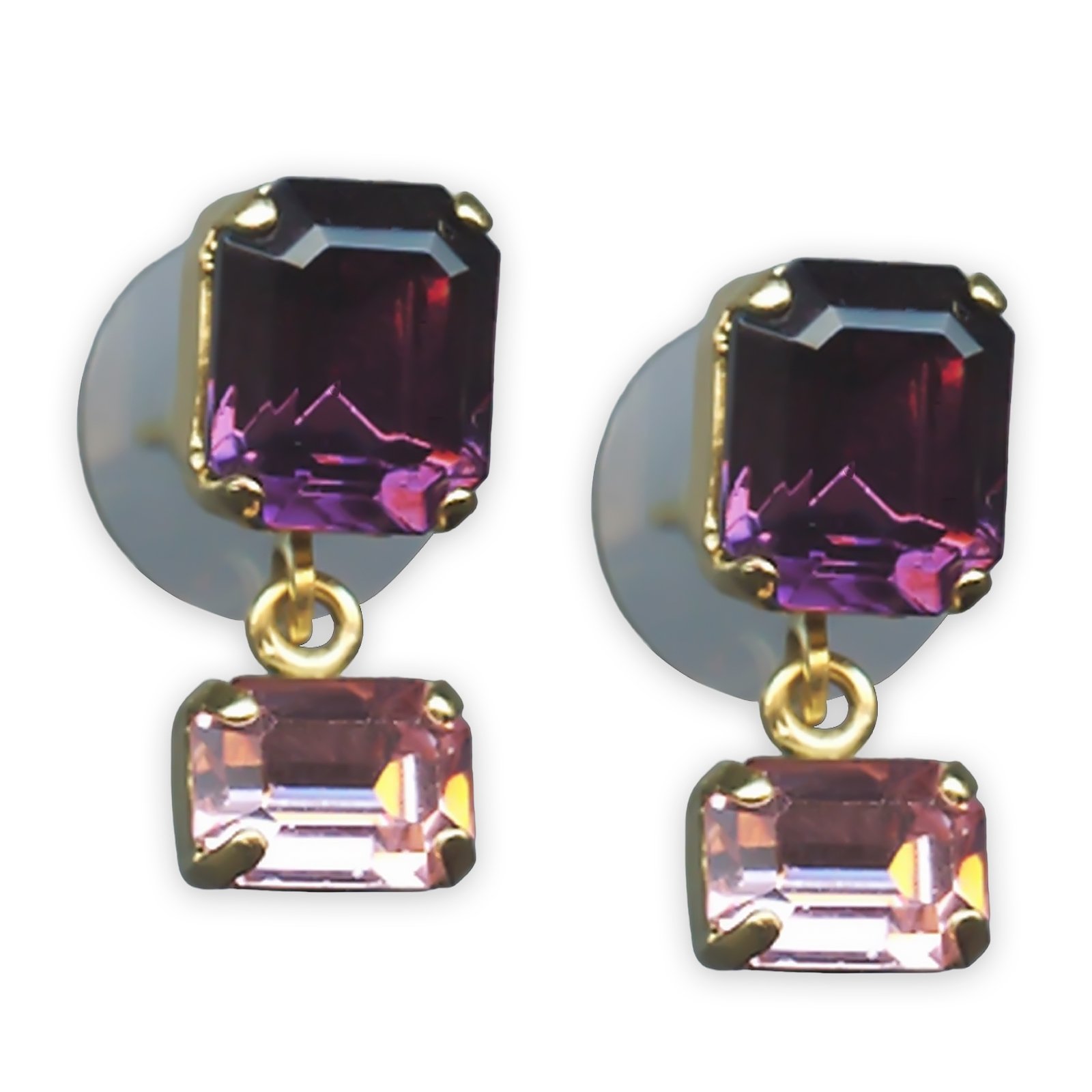 E-1221-3-2043-YG2 (1) Earrings by Mariana My Treasures Coll. Gorgeous Amethyst & Lt Rose Austrian Crystals - Image 1