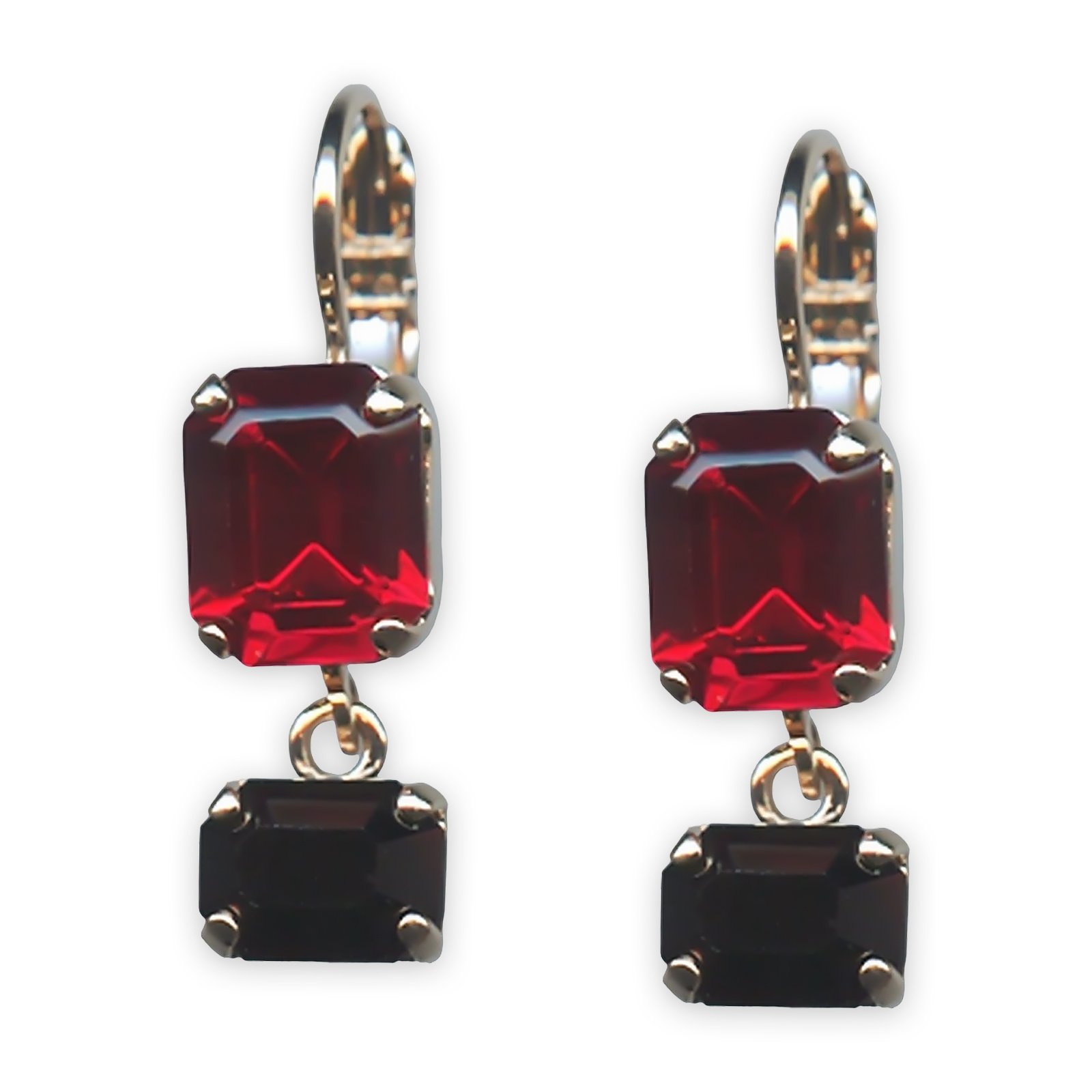 E-1221-3-208280-RG6 (1) Earrings by Mariana My Treasures Coll. Stunning Siam & Jet Black Austrian Crystals - Image 1