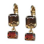 Earrings By Mariana Woman Beautiful Smoked and Light Topaz Swarovski Crystals - Image 2
