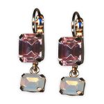 Earrings by Mariana Antigua Coll. Beautiful Lt Rose & White Opal Austrian Crystals - Image 2