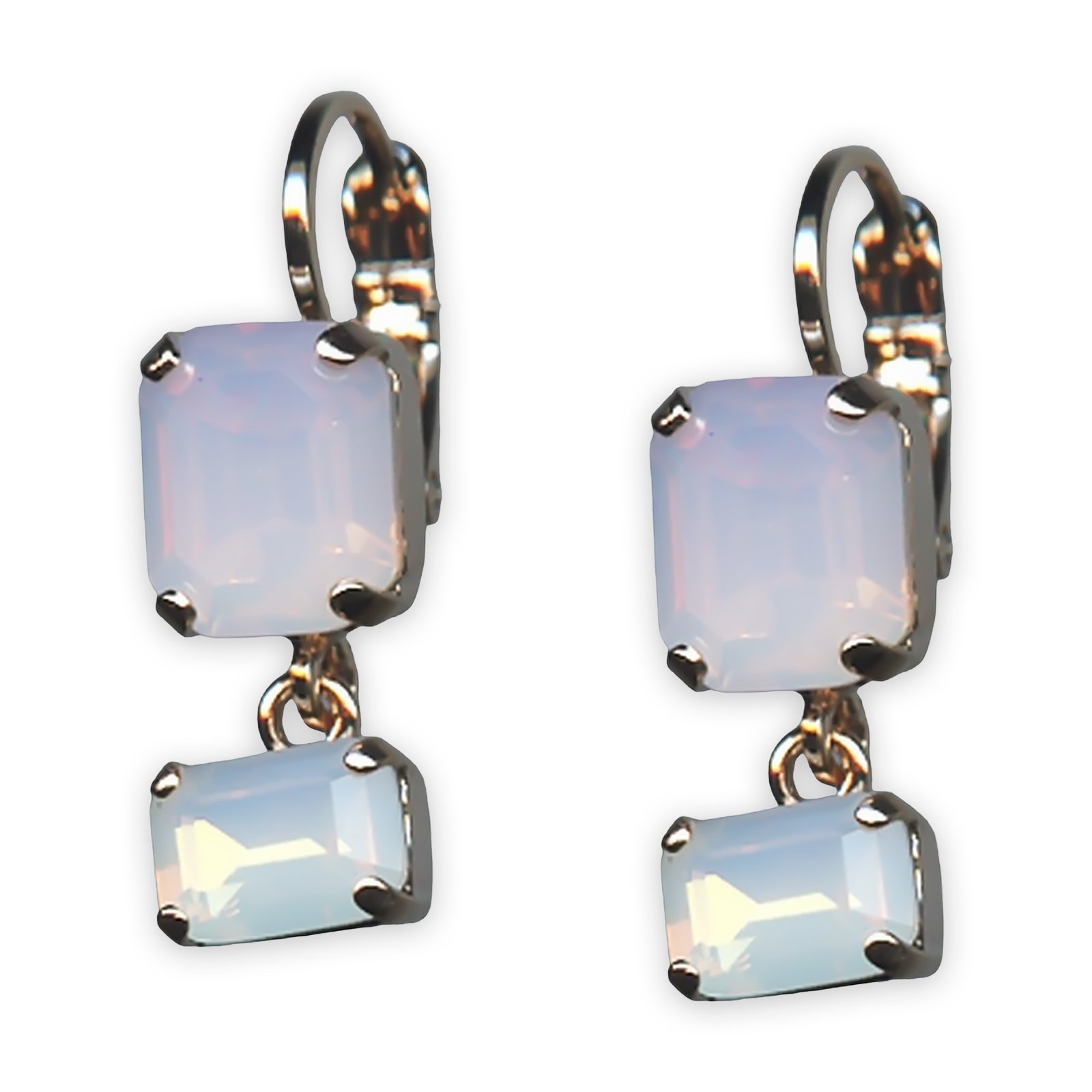 E-1221-3-2333-RG6 (1) Earrings By Mariana Afternoon Delight Coll. Adorable Pink and White Opal Swarovski Crystals - Image 1