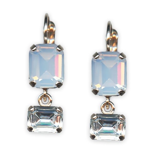 Earrings by Mariana Woman Elegant White Opal and Clear Swarovski Crystals