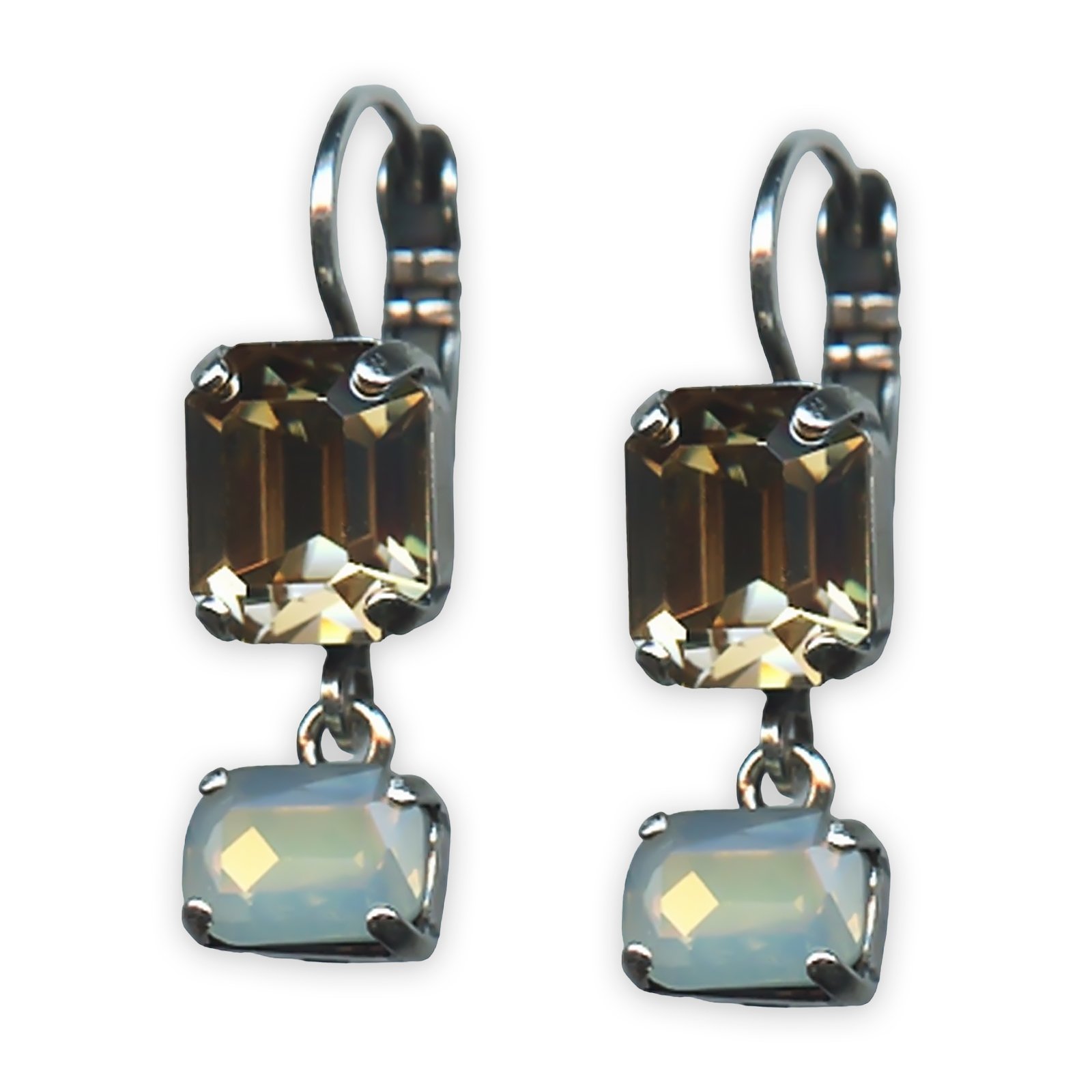 E-1221-3-391100-SP6 (1) Earrings by Mariana Champagne & Caviar Coll. Fab Champagne & White Opal Austrian Crystals - Image 1