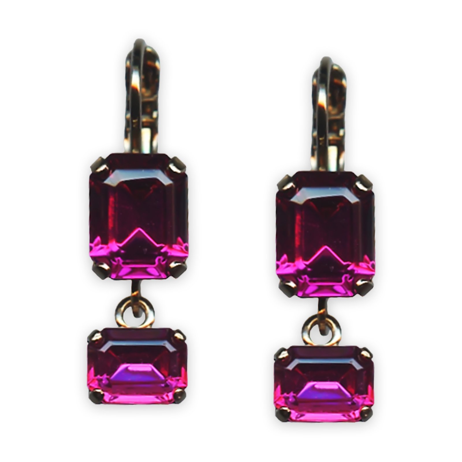 E-1221-3-502502-RG6 (1) Earrings by Mariana My Treasures Coll. Sassy Fuchsia Austrian Crystals - Image 1