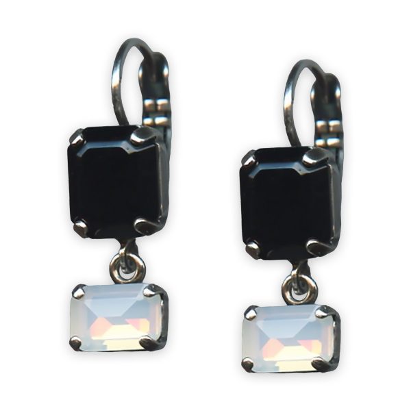 Earrings by Mariana St. Martin Coll. Gorgeous Jet Black & White Opal Austrian Crystals