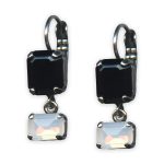 Earrings by Mariana St. Martin Coll. Gorgeous Jet Black & White Opal Austrian Crystals - Image 3