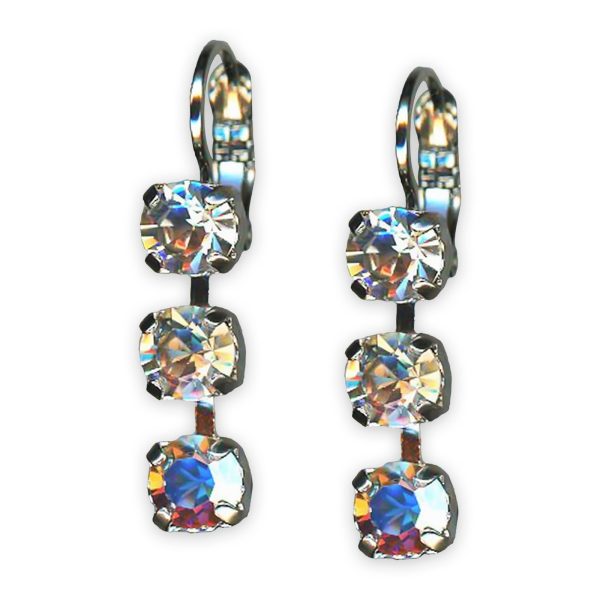 Earrings by Mariana Winds Of Change Coll. Triple Tier Clear AB, Moonlight, & Clear Austrian Crystals