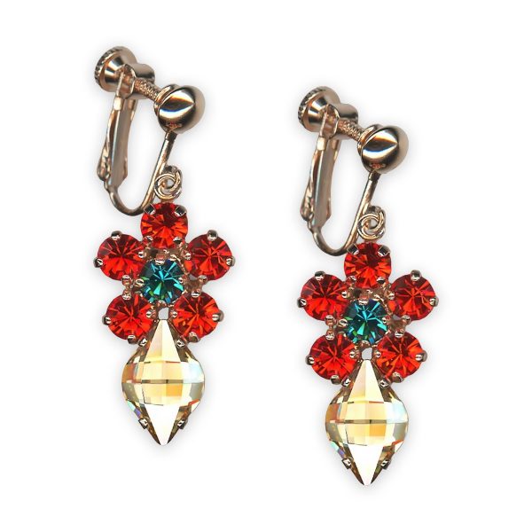Earrings by Mariana Afterlight Coll. Elegant Siam, Golden Shadow, & Blue Zircon Austrian Crystals