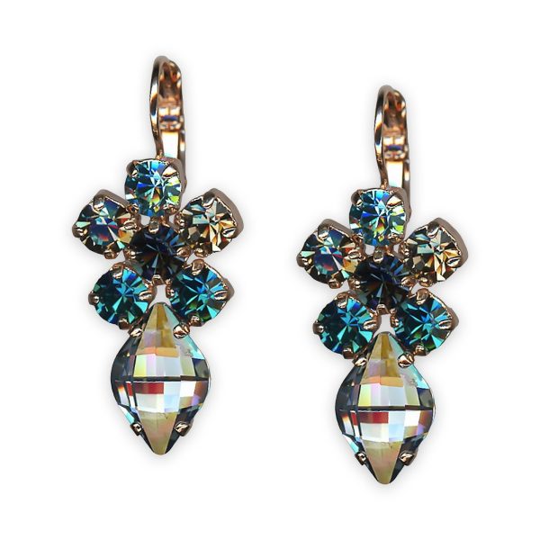 Earrings by Mariana Frost Coll. Gorgeous Clear, Montana, Teal, & Dark Grey Austrian Crystals