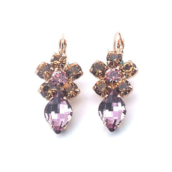 Earrings By Mariana Woman Glamorous Lt Rose and Lt Smoked Topaz Swarovski Crystals