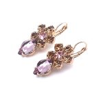 Earrings By Mariana Woman Glamorous Lt Rose and Lt Smoked Topaz Swarovski Crystals - Image 3