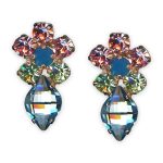 Earrings by Mariana Spring Flowers Nature Coll. Adorable Aquamarine, Lt Rose, Chrysolite, & Blue Opal Austrian Crystals - Image 3