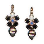 Earrings by Mariana Eclipse Coll. Fab Black Diamond, Jet Black, White Opal, & AB Austrian Crystals - Image 2