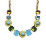 Necklace by Mariana Kokomo Coll. Sassy Topaz, Aquamarine, Turq, Blue Opal, Olivine, & Yellow Opal Austrian Crystals - Image 2