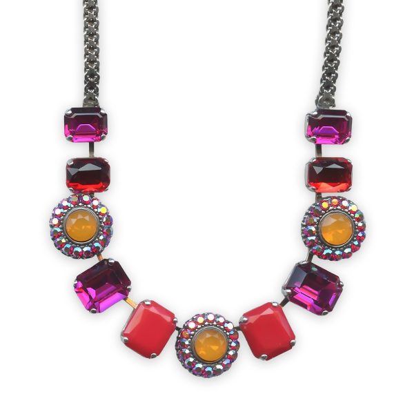 Necklace by Mariana Lady Marmalade Coll. Stunning Fuchsia, Siam, Orange Opal, Red Coral, & AB Austrian Crystals