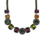 Necklace by Mariana Winter Wonderland Coll. Glamorous Purple, Orange, Grass Green, Dark Purple, & Olivine Austrian Crystals - Image 2