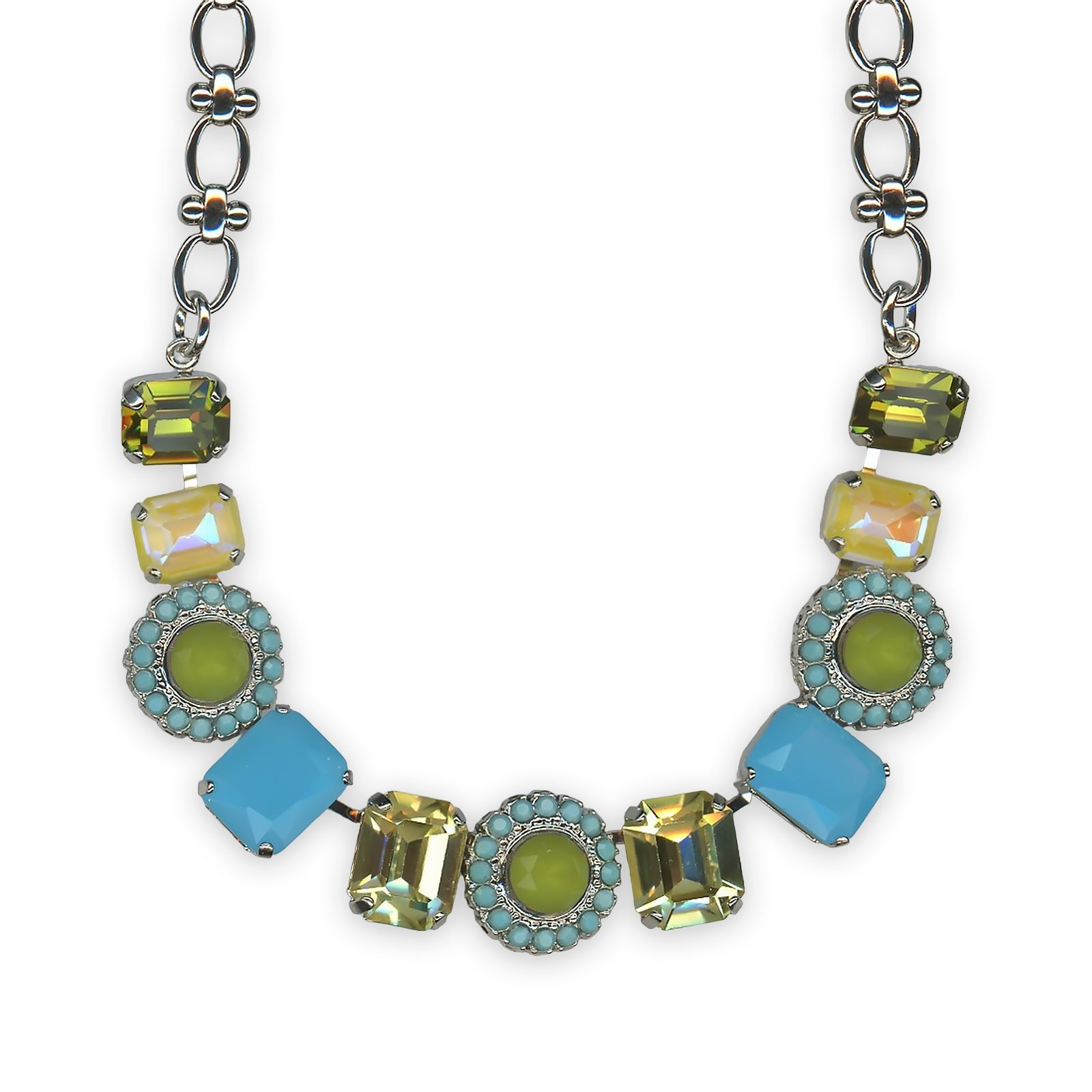 N-3014-3-1151-SP (1) Necklace by Mariana Pistachio Coll. Adorable Olivine, Sun Kissed Sunshine, Turq, Yellow, Green Opal, & Blue Opal Austrian Crystals - Image 1