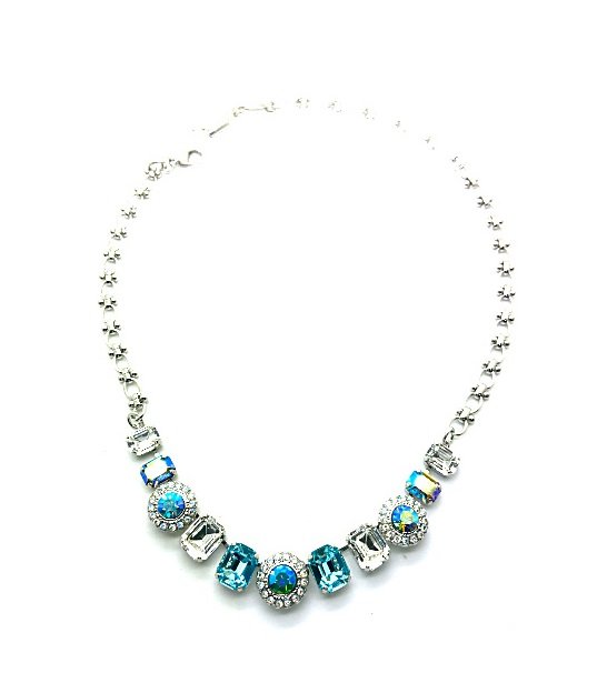 N-3014-3-141-RO (2) Necklace By Mariana Woman Shimmering Sapphire and Aquamarine Swarovski Crystals - Image 1