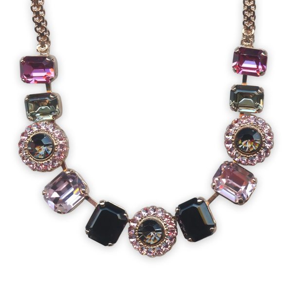 Necklace By Mariana Woman Fashionable Chunky Pinks and Blacks Swarovski Crystals