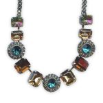 Necklace by Mariana Happy Hour Coll. Shimmering Luminous Green, Lt Colorado Topaz, Navy Blue, & Smoked Topaz Austrian Crystals - Image 2