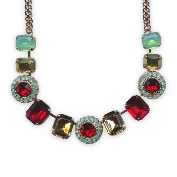 Necklace by Mariana Dynasty Coll. Luxurious Pacific Opal, Aurum, Siam, & Golden Shadow Austrian Crystals
