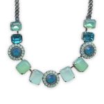 Necklace by Mariana Bahamas Coll. Gorgeous Blue Zircon, Caribbean Blue Opal, Pacific Opal, & Chrysolite Opal Austrian Crystals