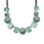Necklace by Mariana Athena Coll. Adorable Howlite Chinese Turq Mineral, Pacific Opal, Peridot, & Chrysolite Opal Austrian Crystals - Image 2