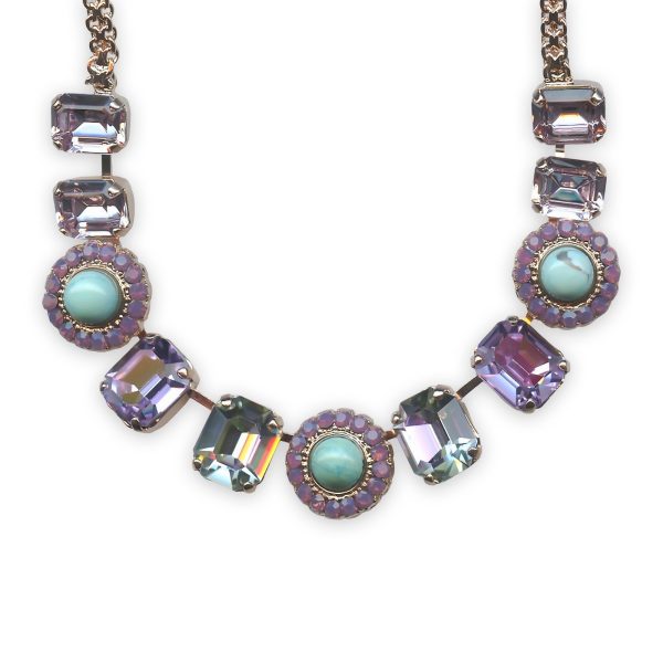 Necklace by Mariana St Lucia Coll. Exquisite Howlite Chinese Turq Mineral, Violet, Cyclamen Opal, Provence Lavender, & Paradise Shines Austrian Crystals