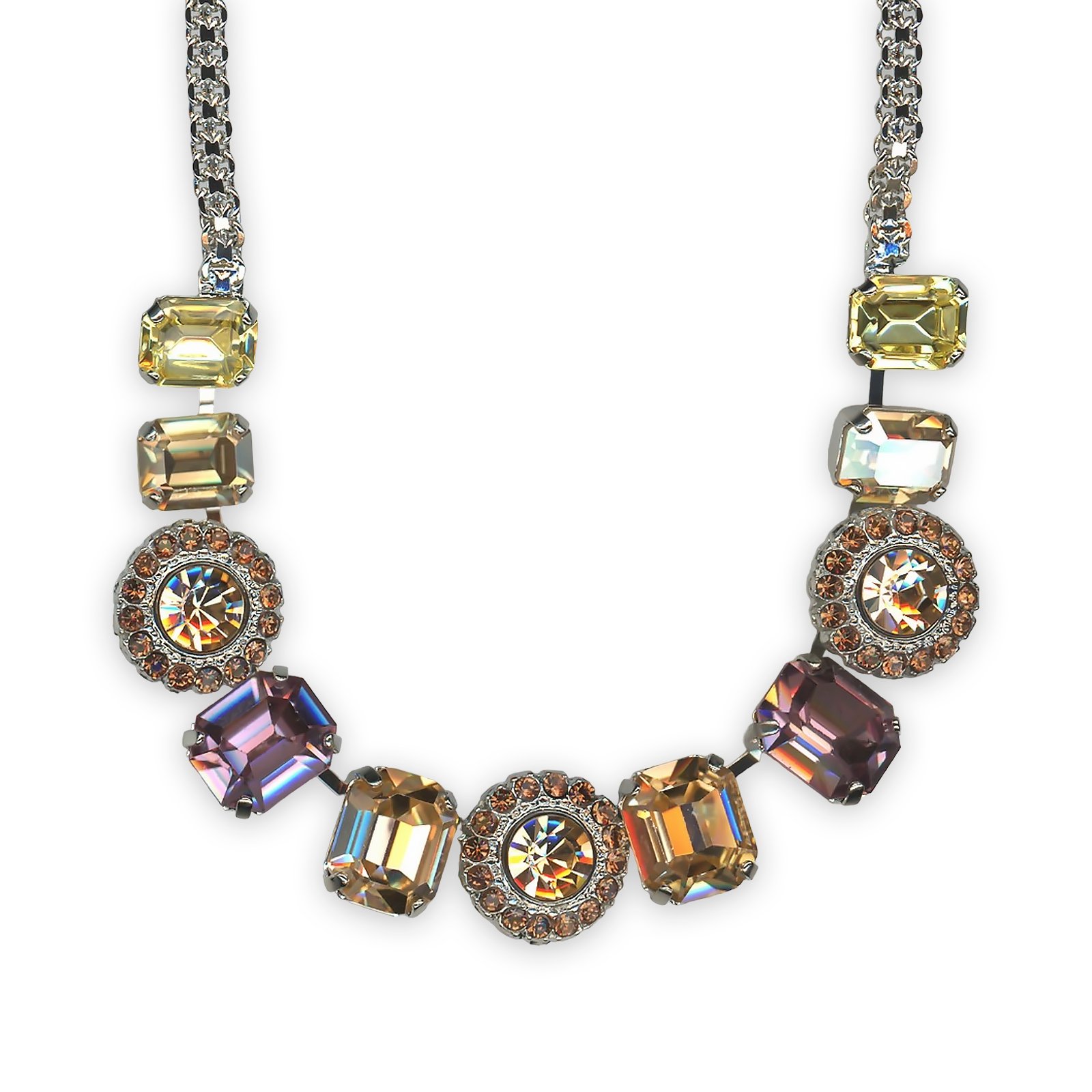 N-3014-3-M1119-RO (1) Necklace By Mariana Woman Precious Golden Shadow and Smoked Topaz Swarovski Crystals - Image 1