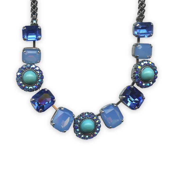 Necklace By Mariana Woman Gorgeous Turquoise Mineral and Sapphire Swarovski Crystals